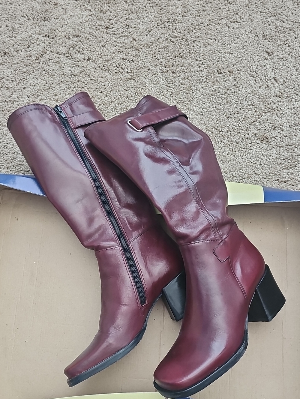 Bakers Burgundy Leather Mid-Calf Heeled Boots